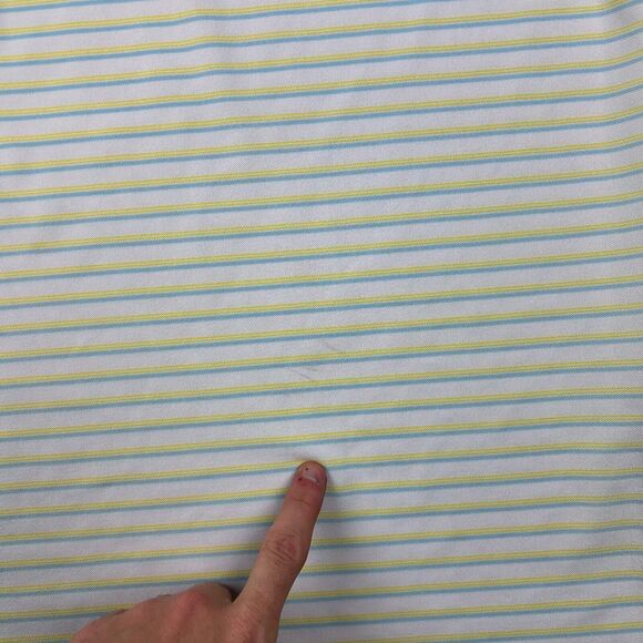 Fennec Polo Shirt Mens XL White Yellow Blue Striped Golf The Bridges Golf Club - Picture 4 of 8